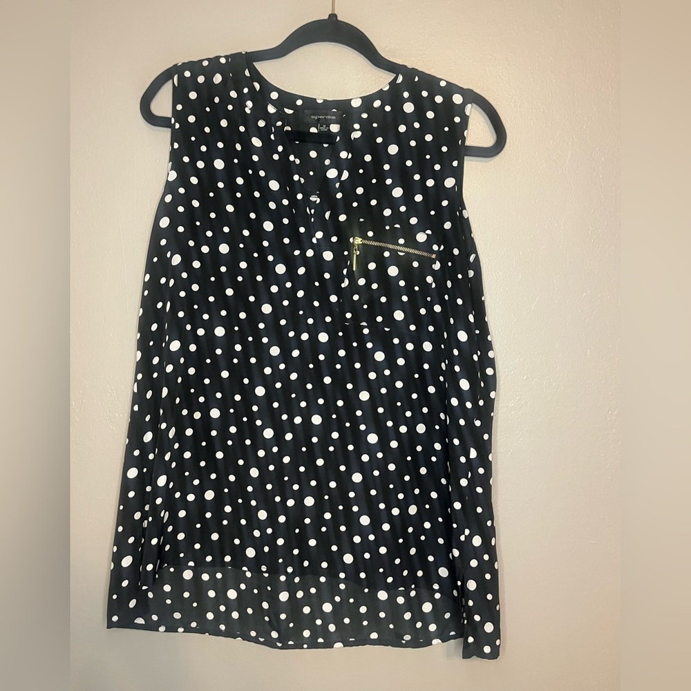 Chic Black and White Polka Dot Blouse